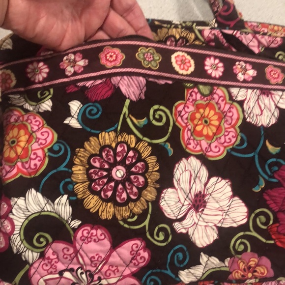 Vera Bradley Laptop/Multi Purpose Bag, Large & Front Pocket,Brown Floral - Picture 2 of 10